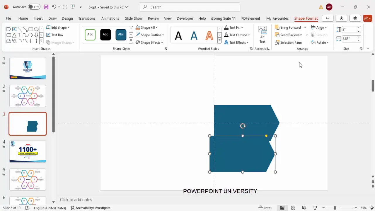 Creating and duplicating arrow pentagon shapes