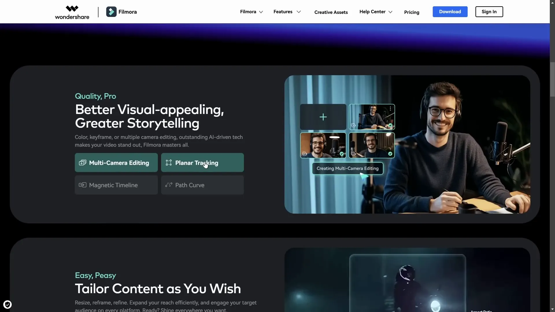 Interactive menu demo showing clickable buttons and scrolling photos