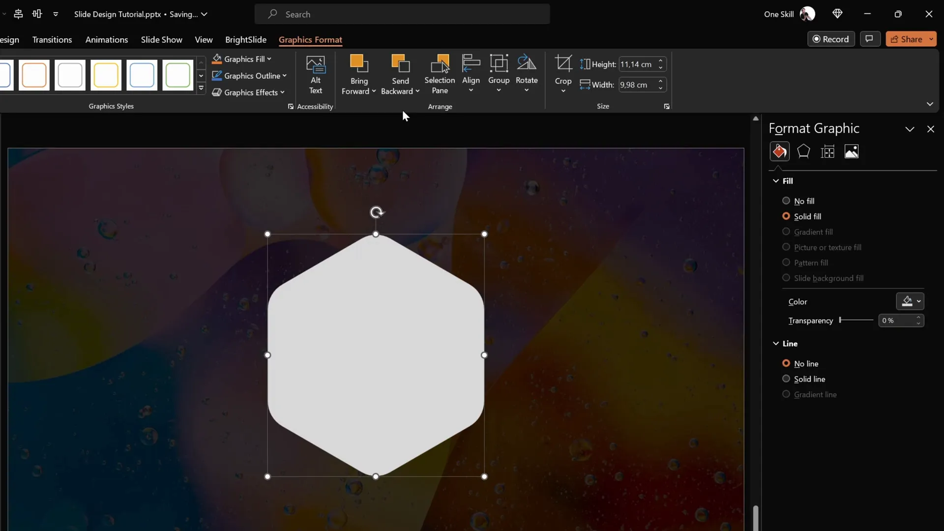 Rounded hexagon inserted and converted to shape in PowerPoint