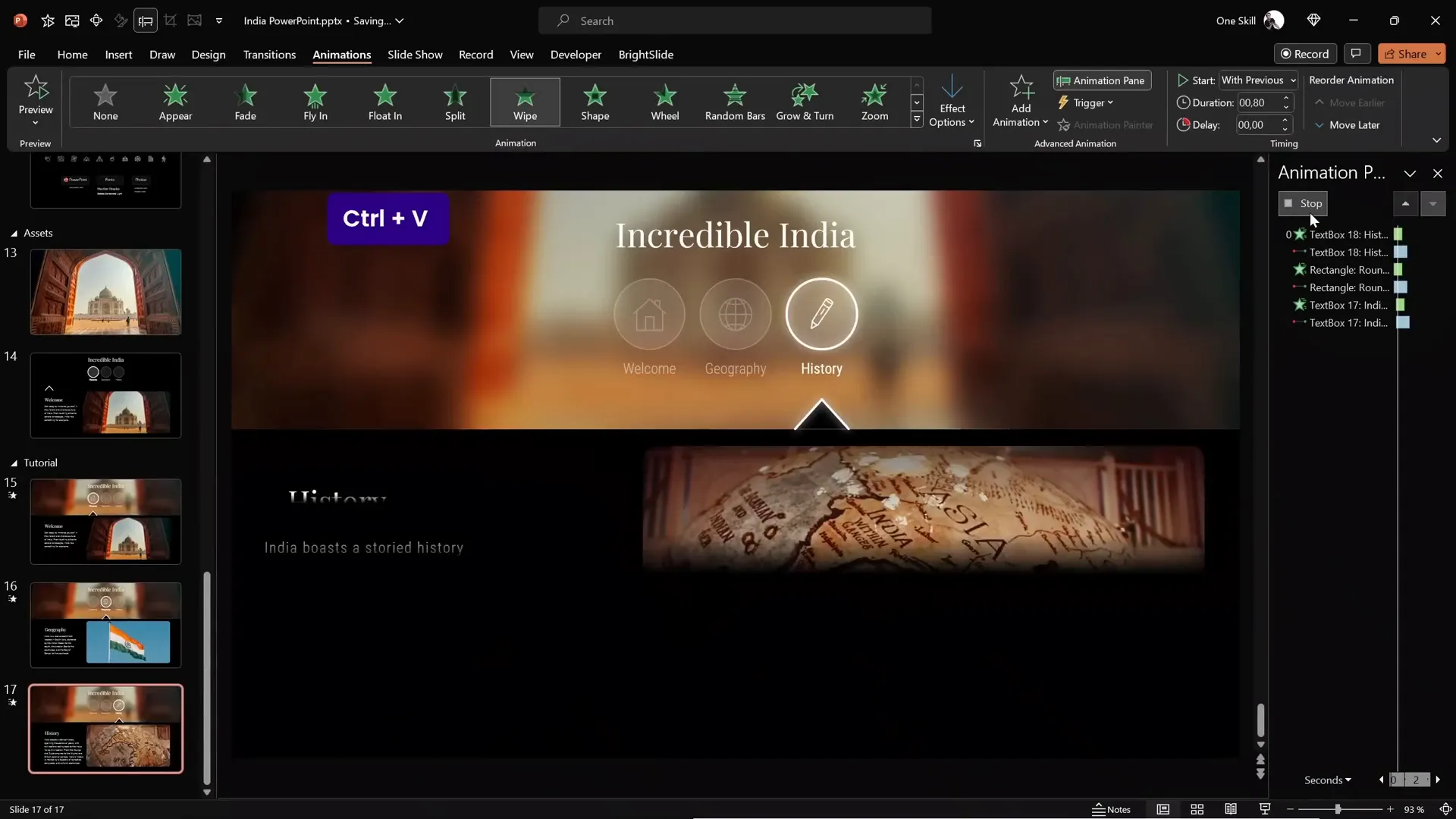 Testing clickable animated navigation circles in presentation mode