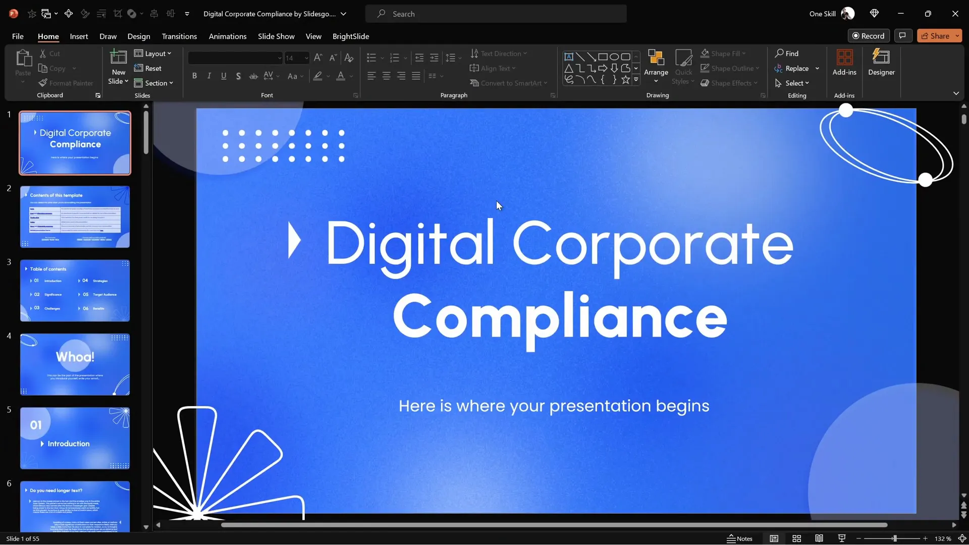 Slidesgo Digital Corporate Compliance template slide master view