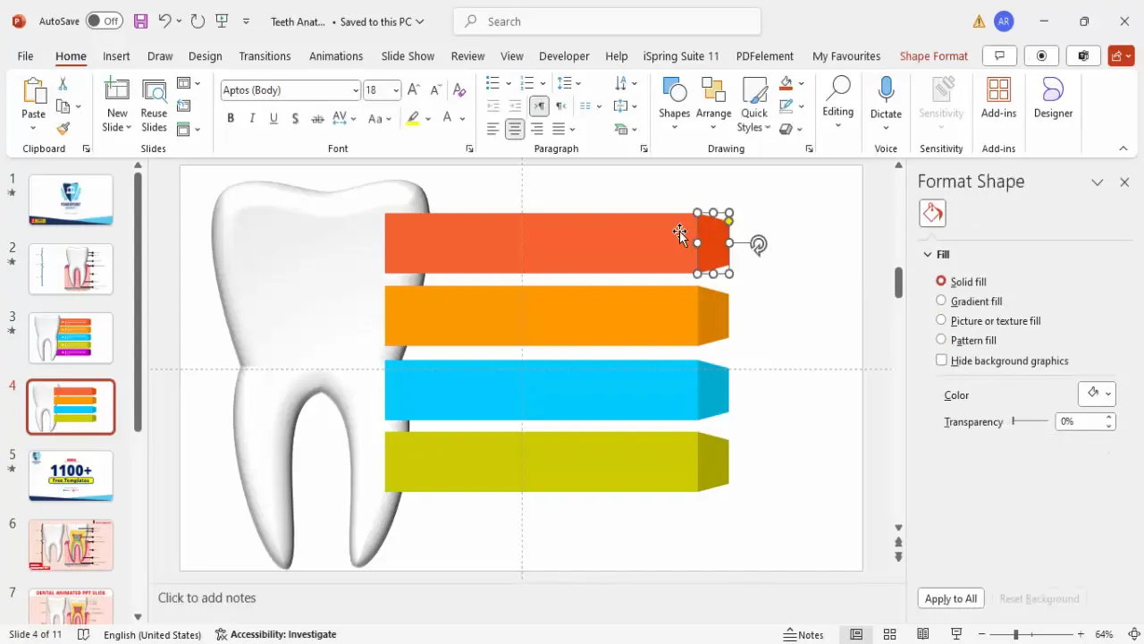 Color-coded infographic options with rectangles and trapezoids grouped