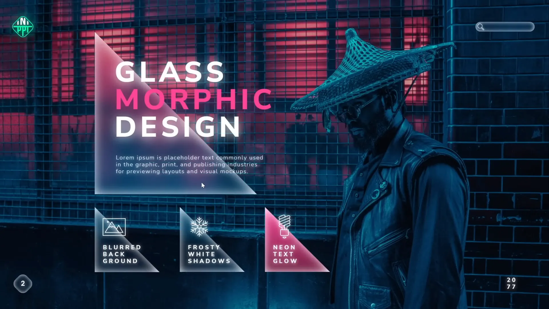 Blurred raster triangles representing glassmorphic effect