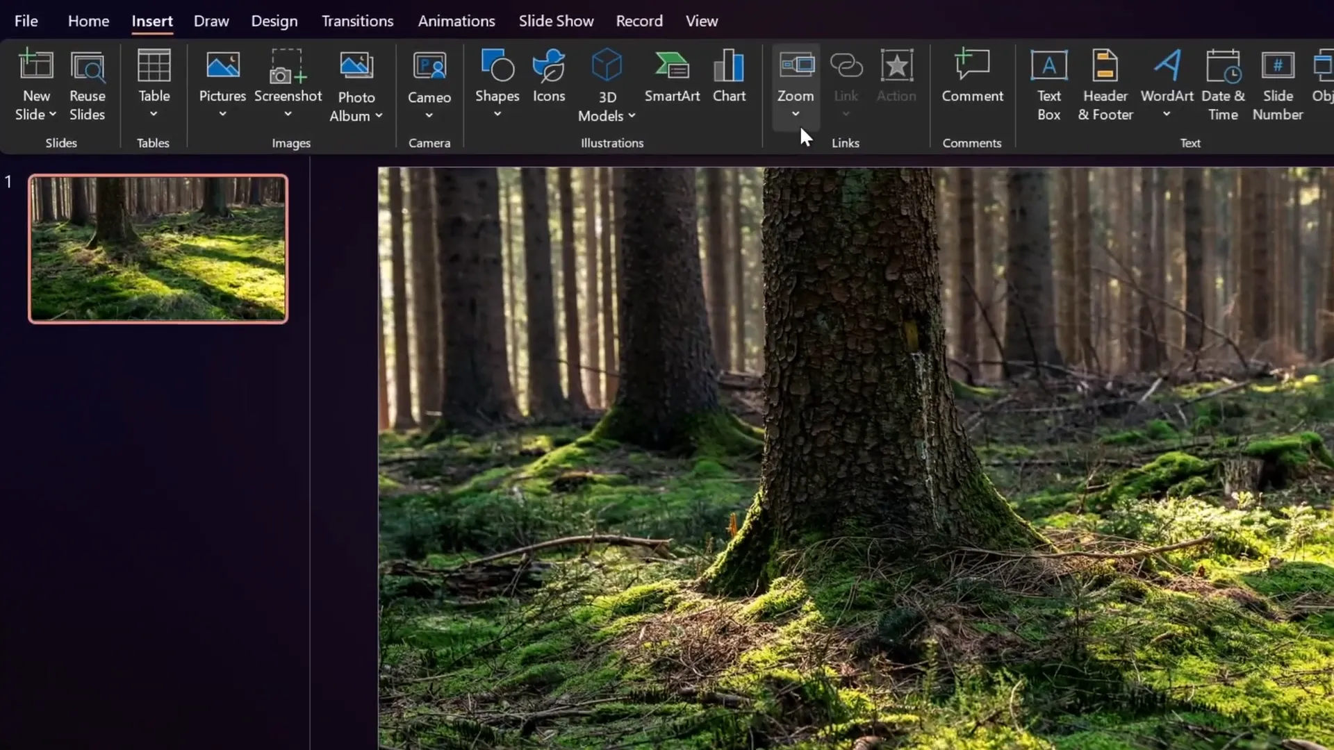 Adding slide sections in PowerPoint