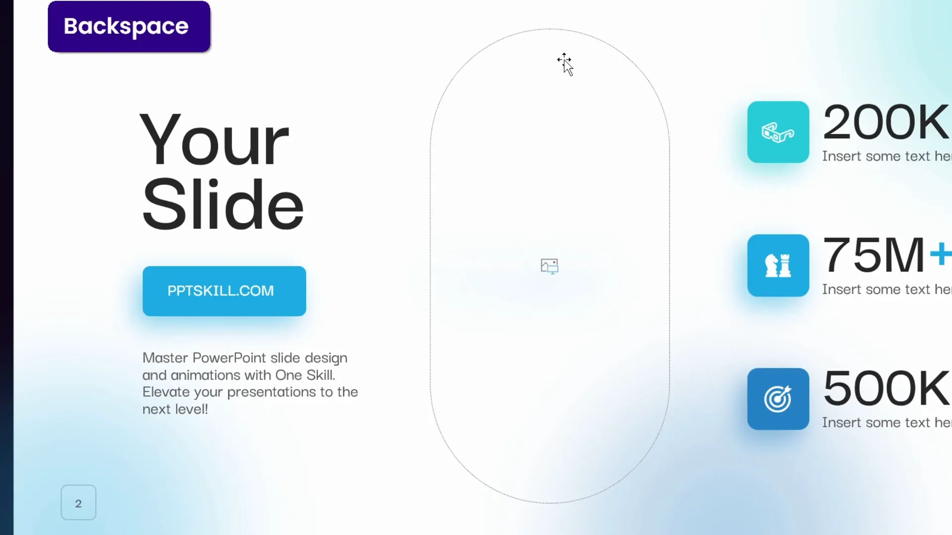 Image placeholder in PowerPoint showing dotted border and insert image button