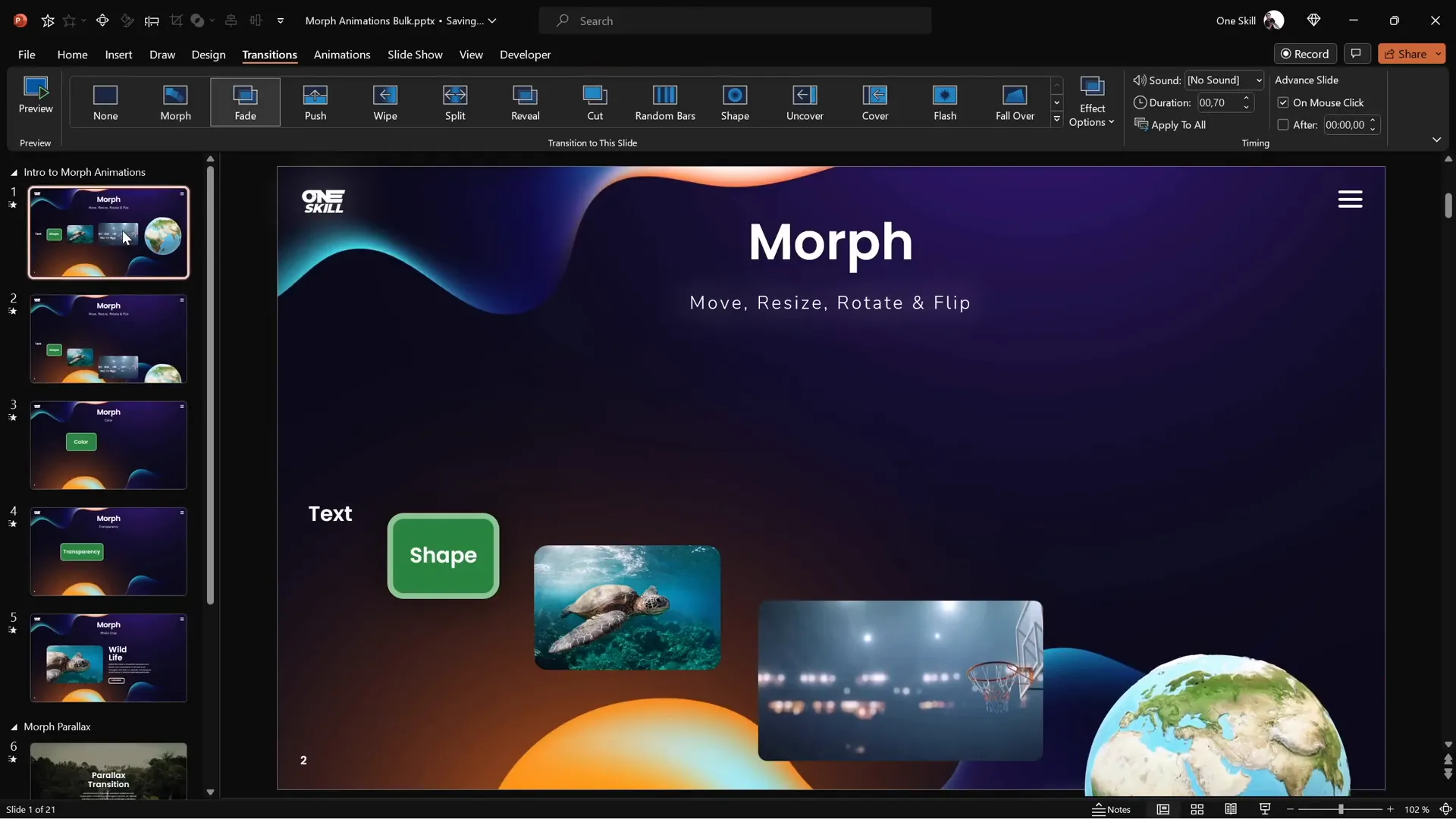 Moving multiple objects downwards with Morph