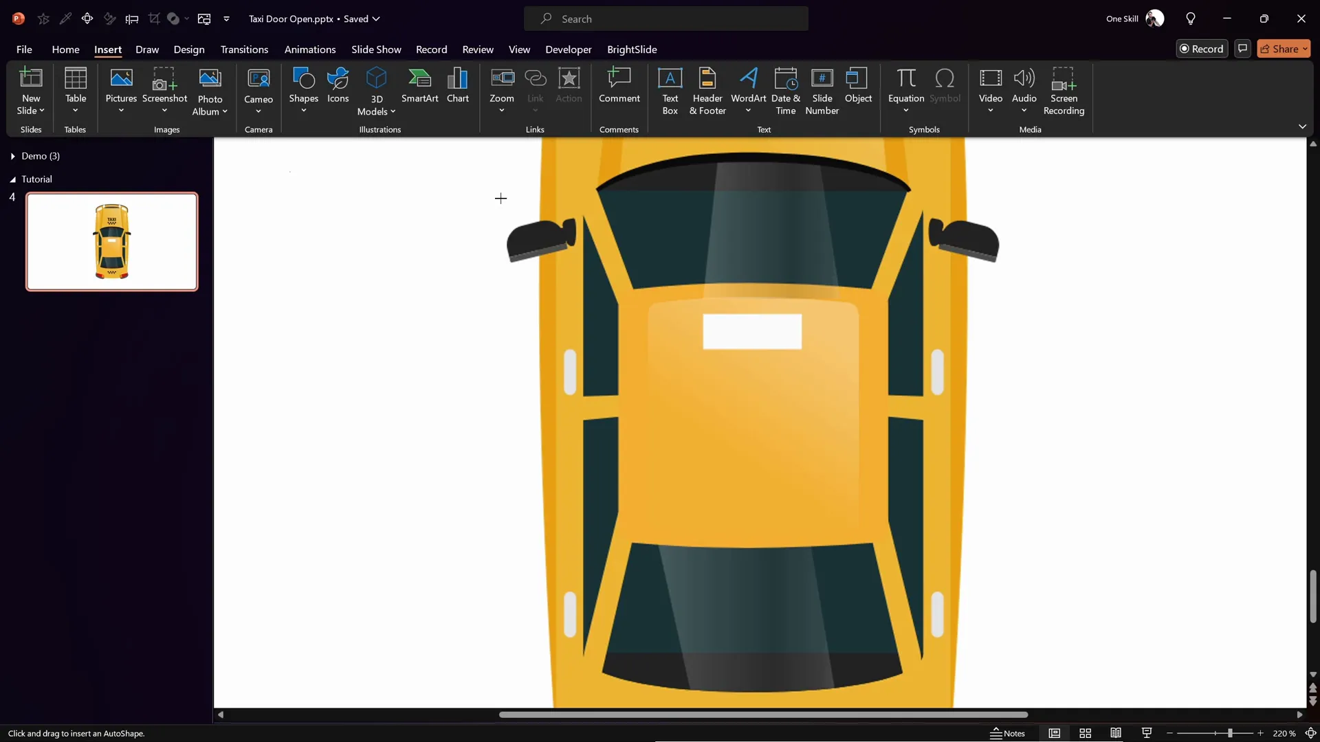 Drawing freeform shape around taxi door in PowerPoint