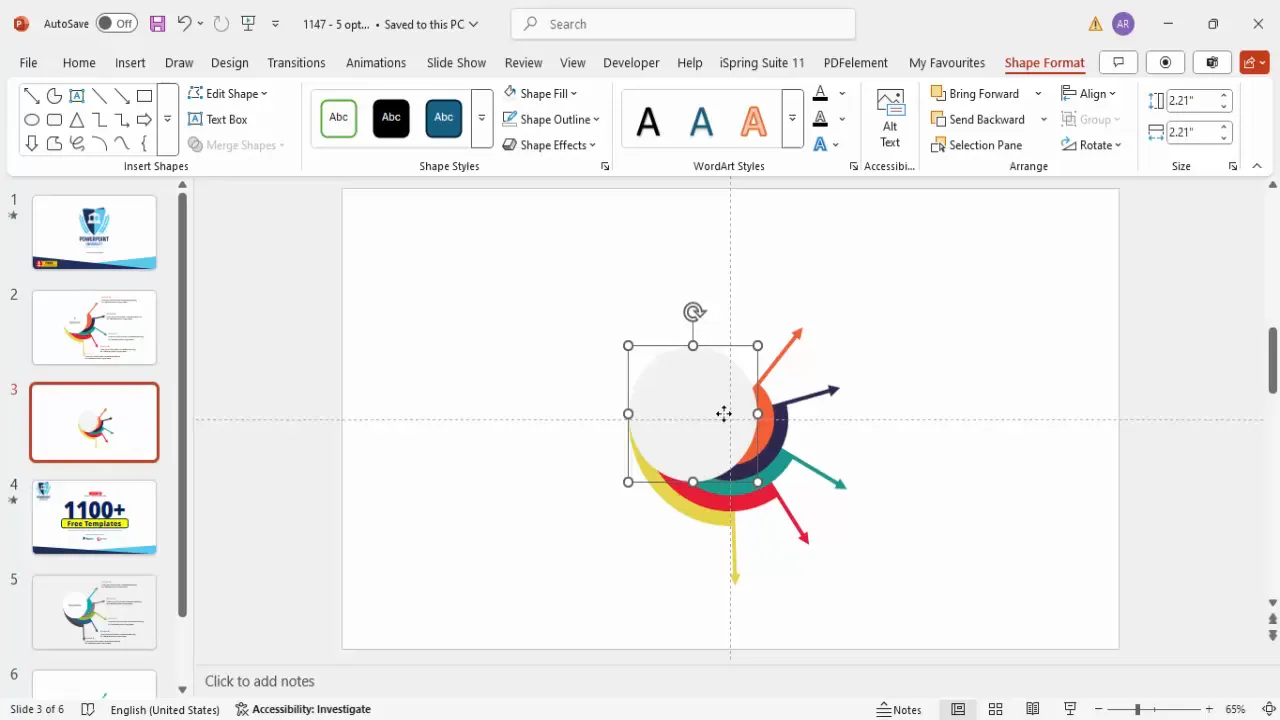 Adding small oval shape in the center of the infographic