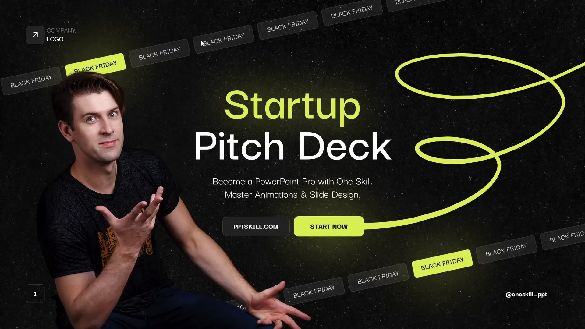 Animated slide with scrolling bars and pulsing button