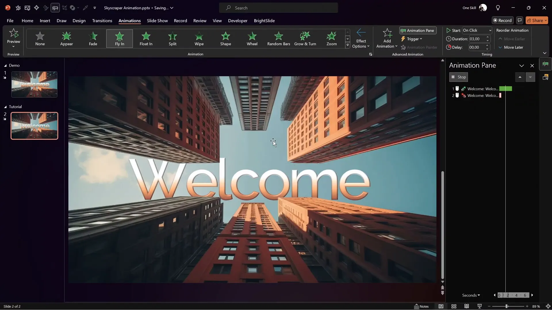 Final animated intro slide preview in PowerPoint