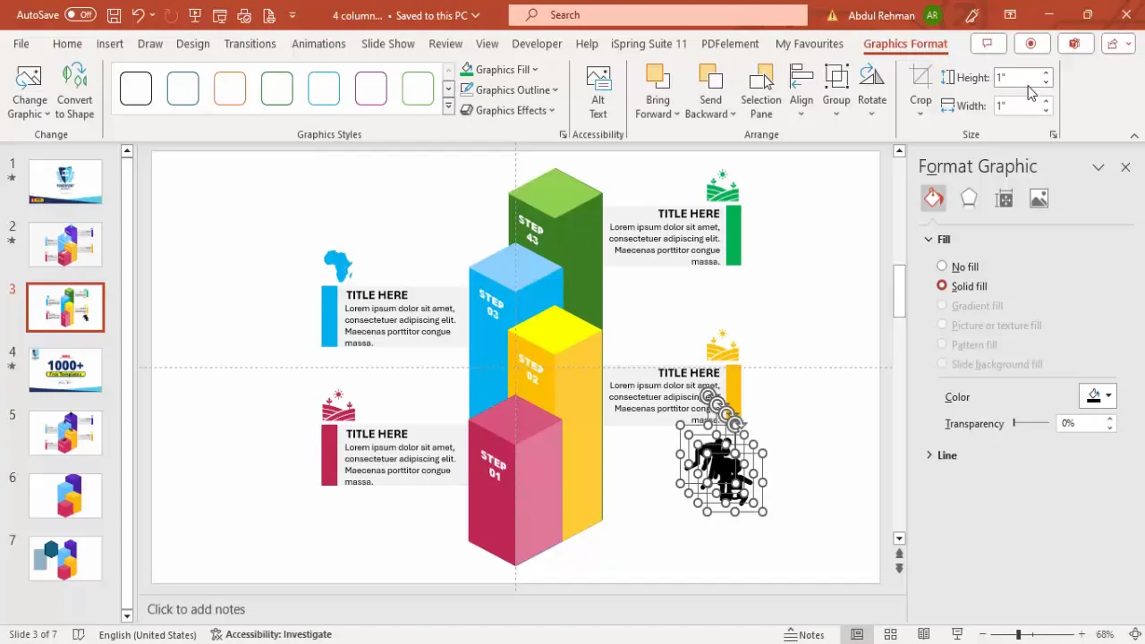 Adding extra icons like people to infographic steps