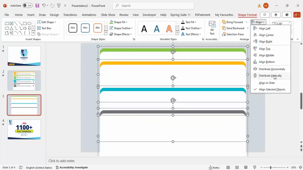 Adjusting the size and vertical distribution of tabs