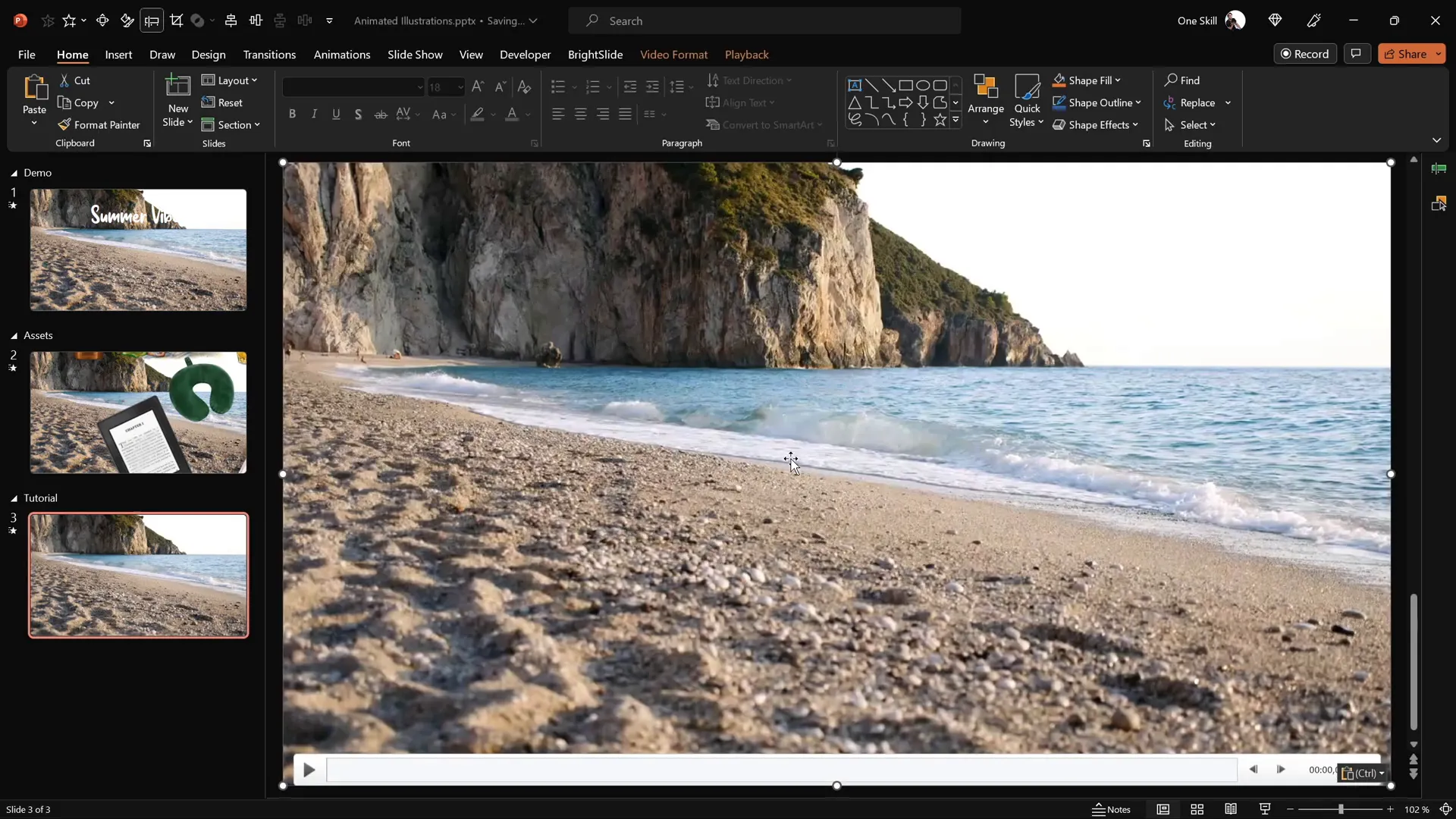 Video background inserted and covering entire PowerPoint slide
