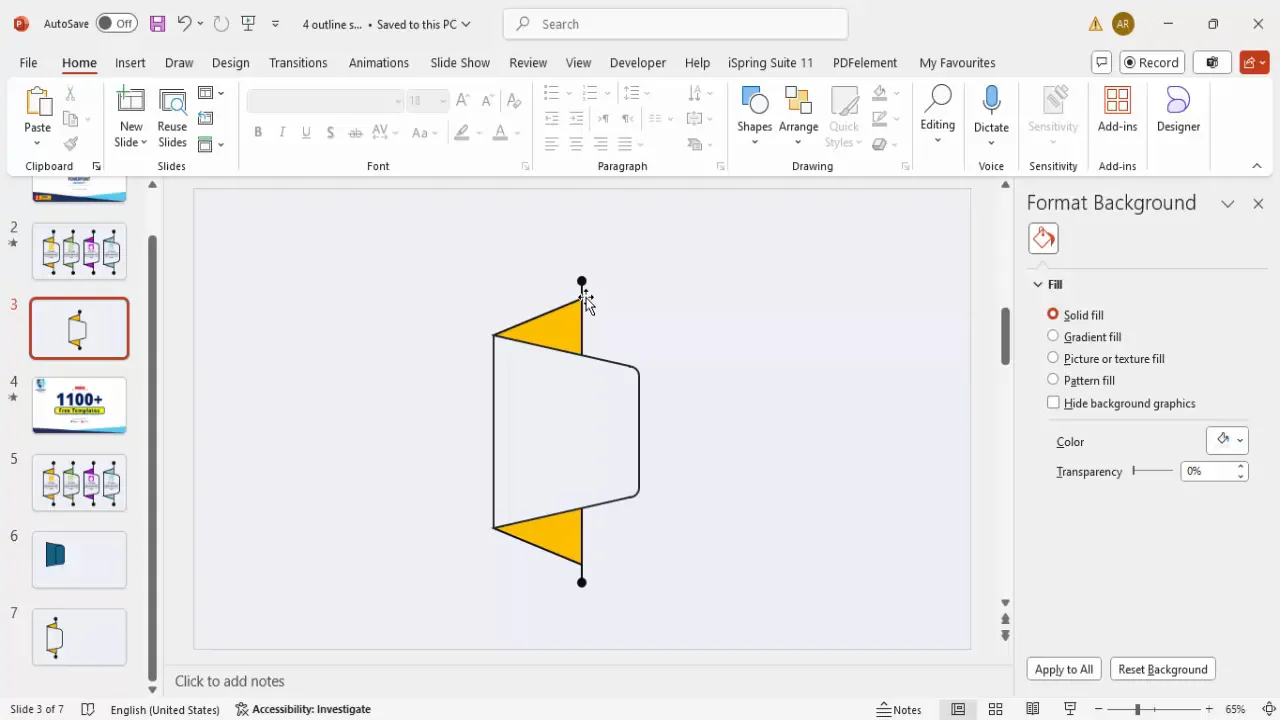 Two rotated orange triangles placed behind the base shape