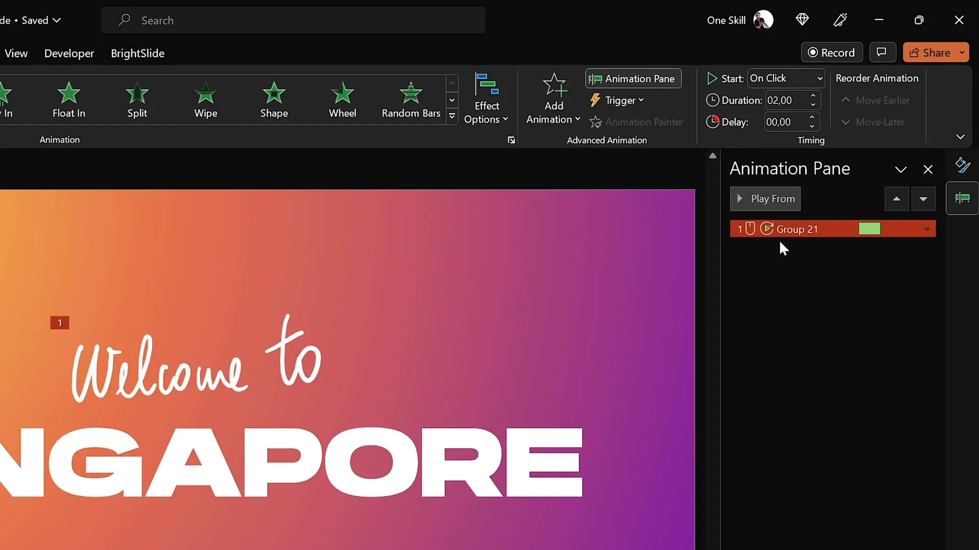 Applying replay animation to handwritten text in PowerPoint