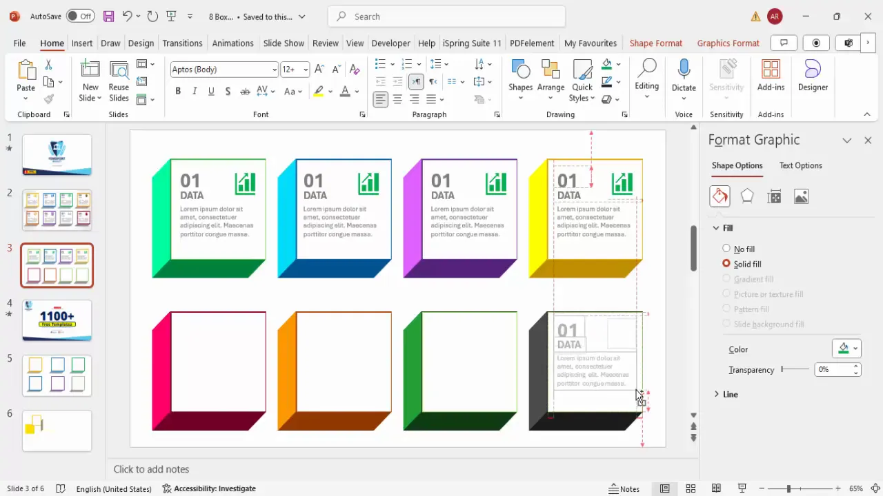 Duplicating grouped infographic boxes to create multiple options