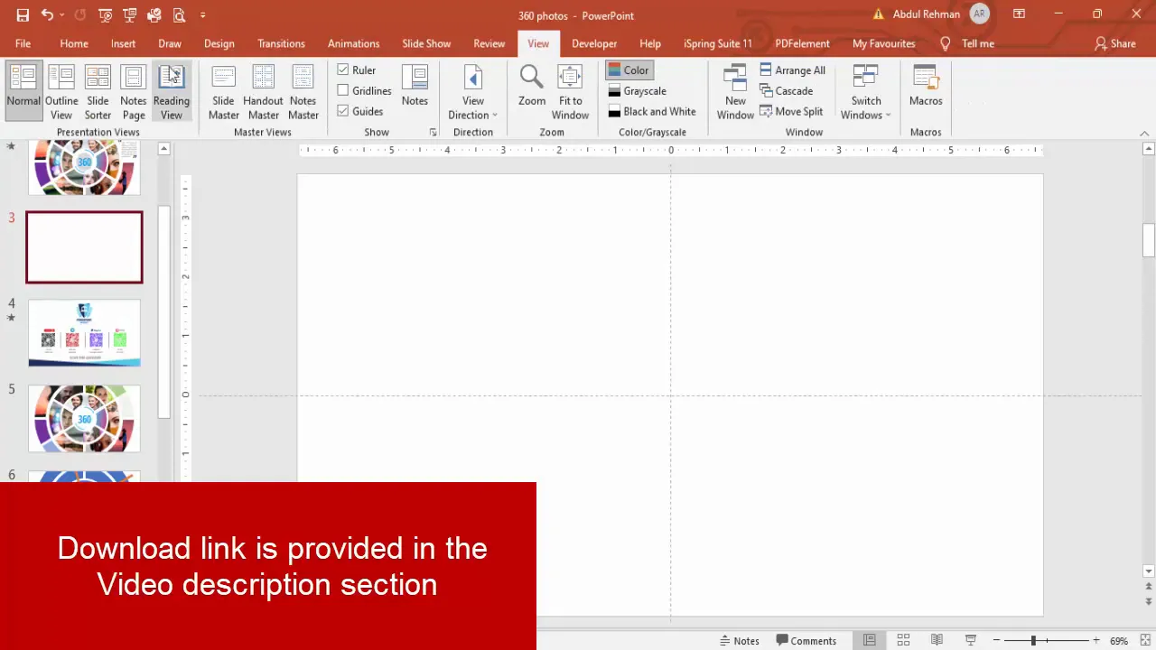 Enable guides in PowerPoint and prepare a blank slide