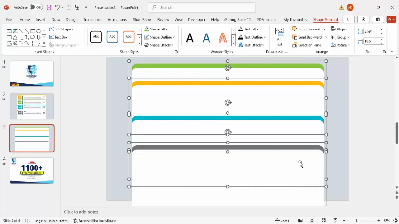 Duplicating grouped shapes and changing shadow colors for each tab