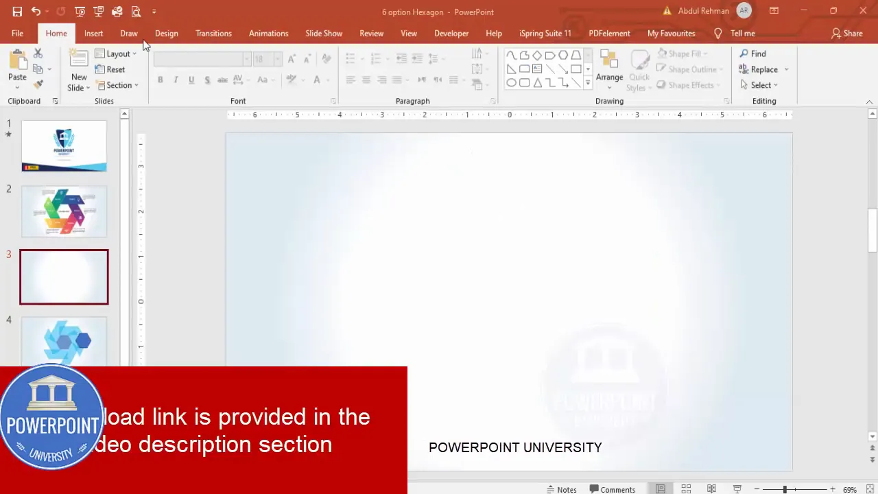 Selecting a gradient fill for the slide background