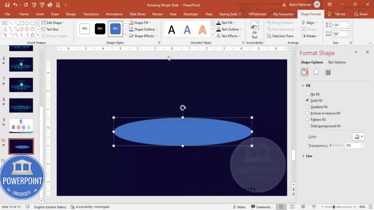Creating the initial centered oval shape