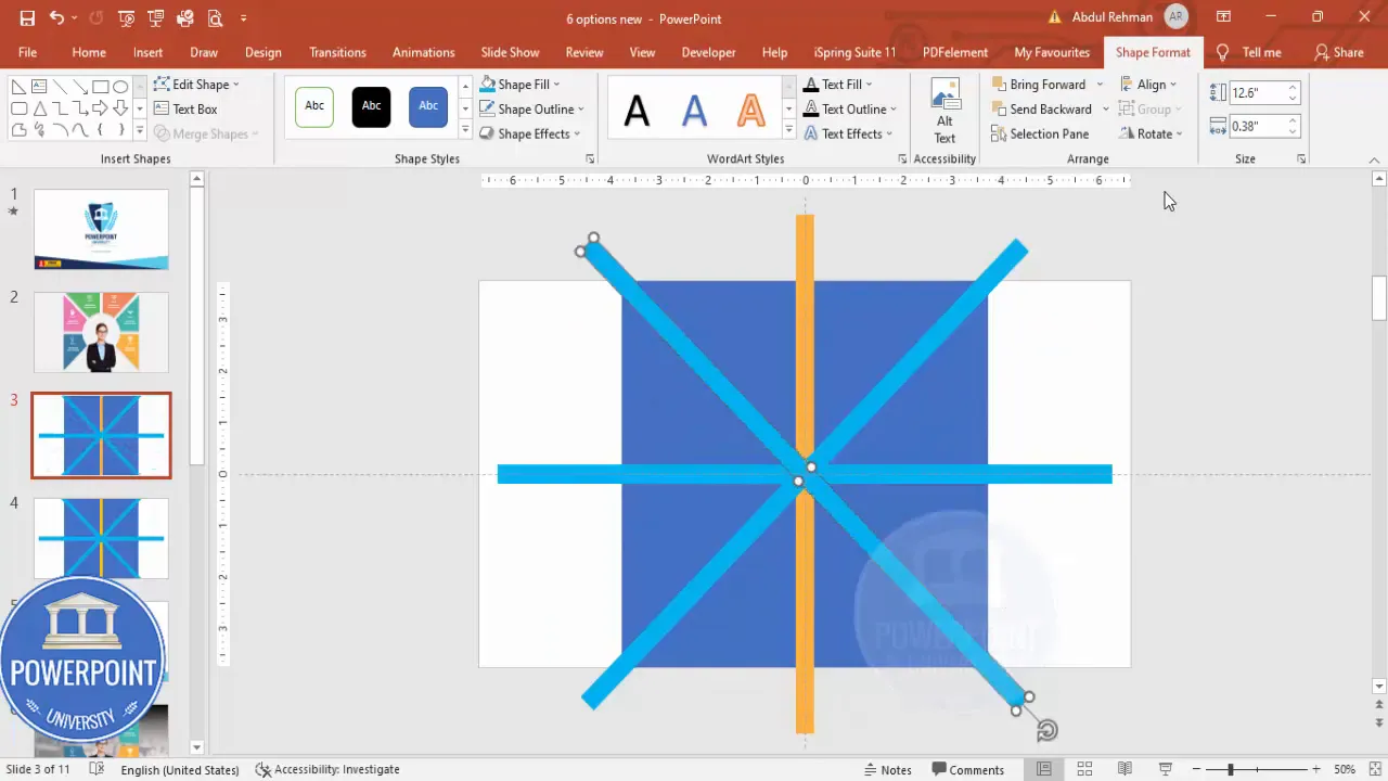 Rotating rectangles using Alt + Right Arrow to create overlapping pattern