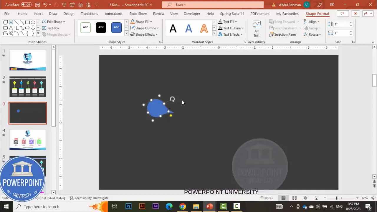 Drawing the teardrop shape and rotating with Alt + arrow keys