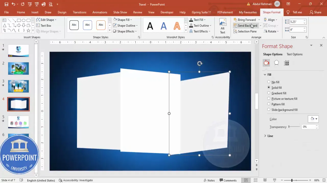 Three edited rectangles with adjusted edit points forming layered panels
