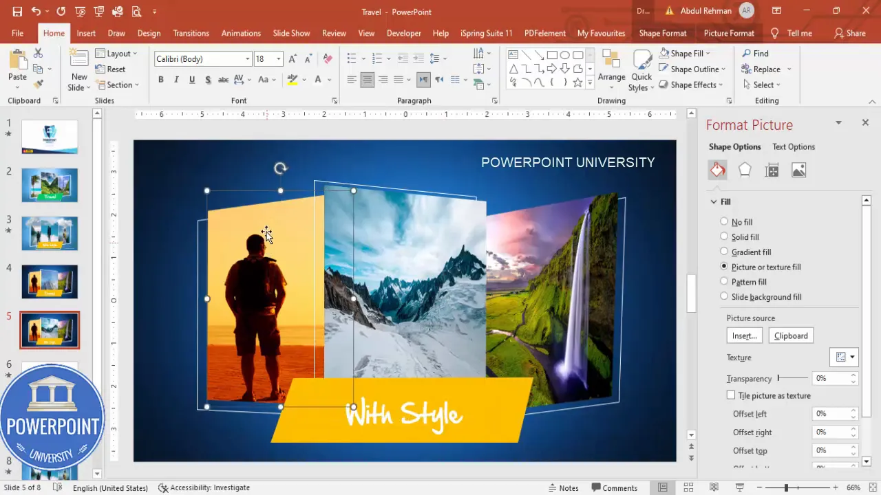Second slide with updated snow-capped mountain images in panels