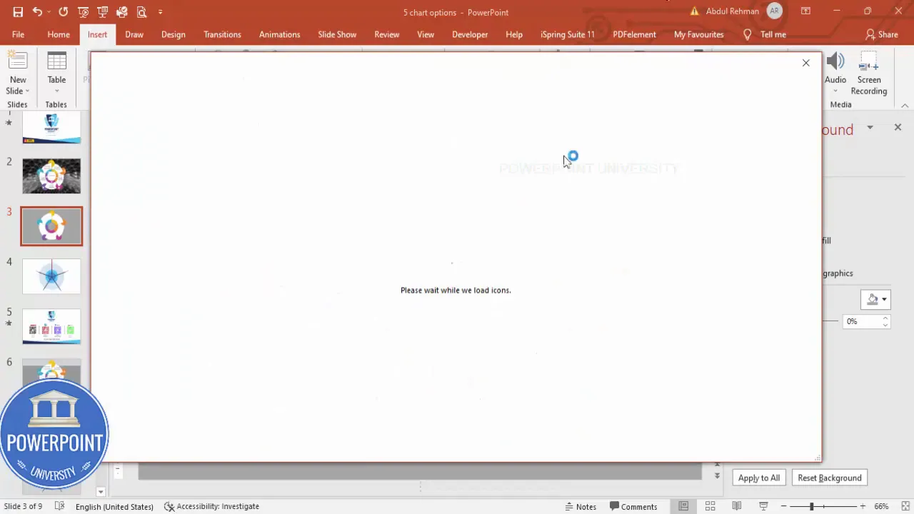Inserting icons for each option and sizing them to fit inside slices