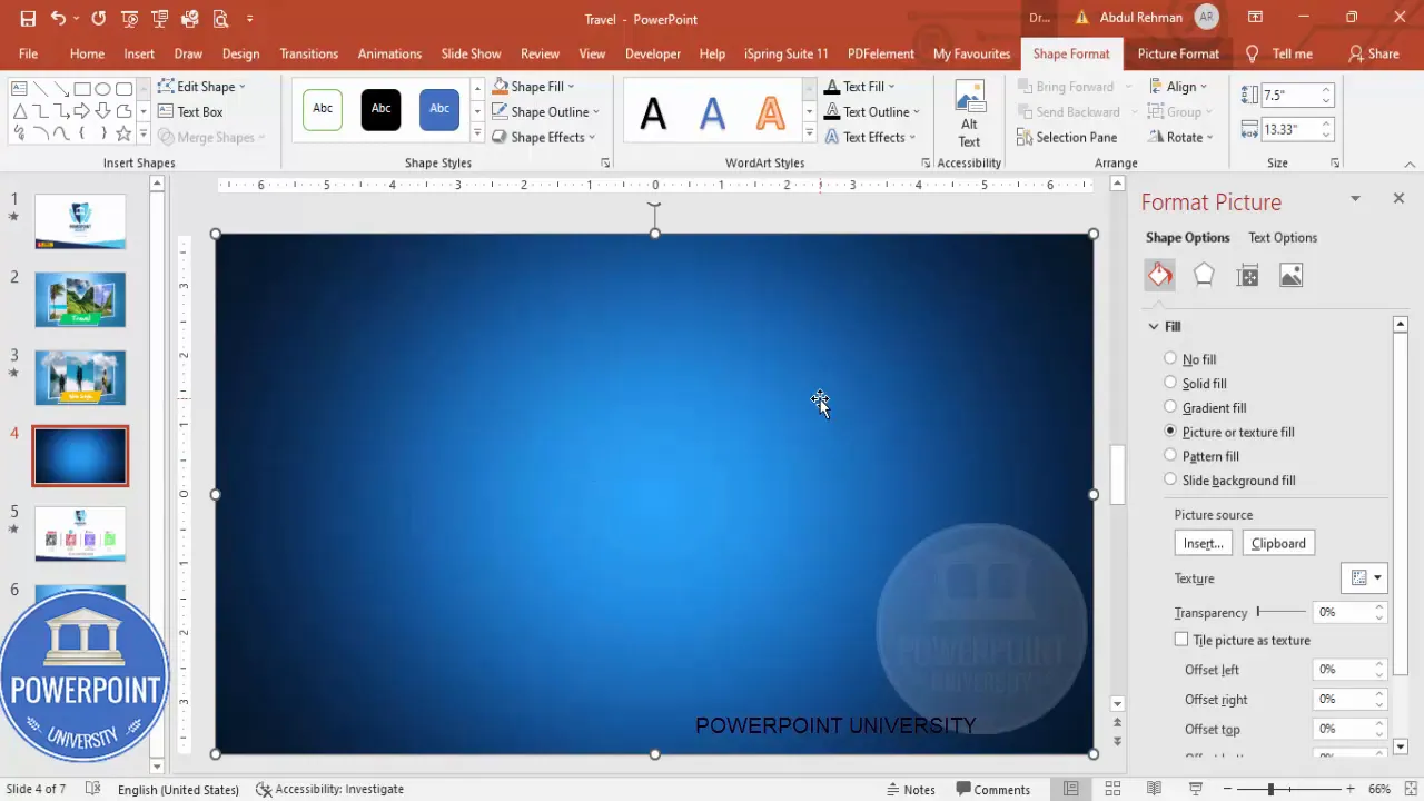 Background gradient inserted covering whole slide