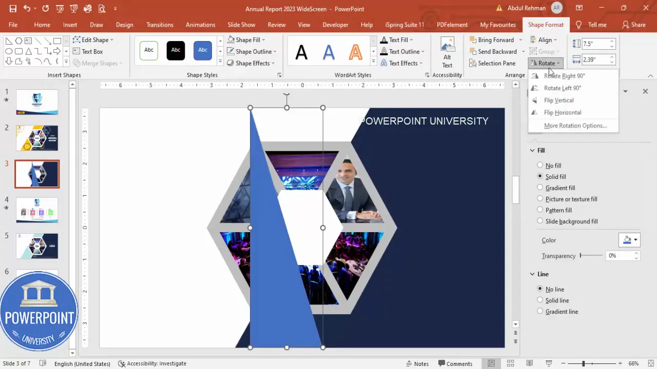 Creating and filling the corner accent on the right side of the slide with orange color