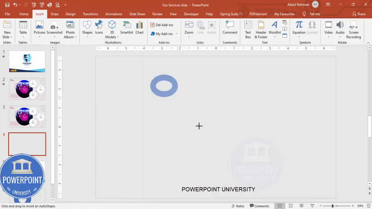 Insert circle hollow and remove outline