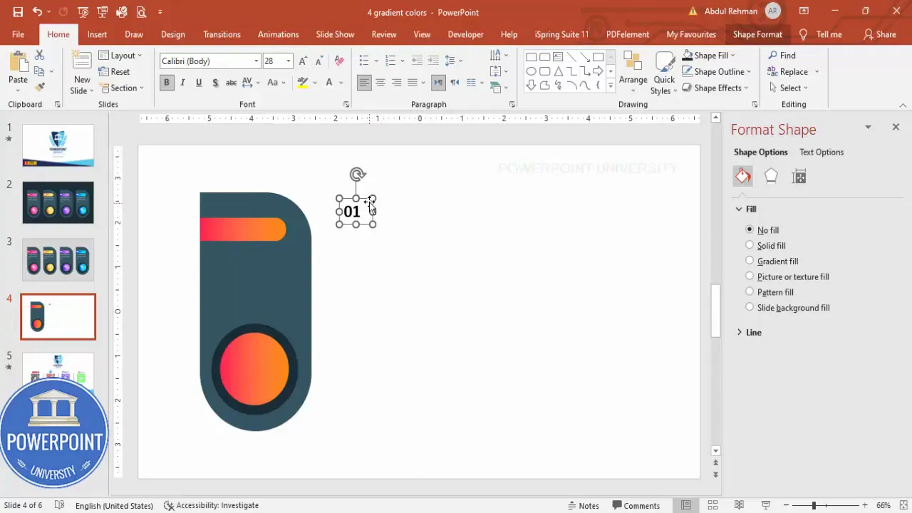 Insert text box for step number, set bold and increase font size