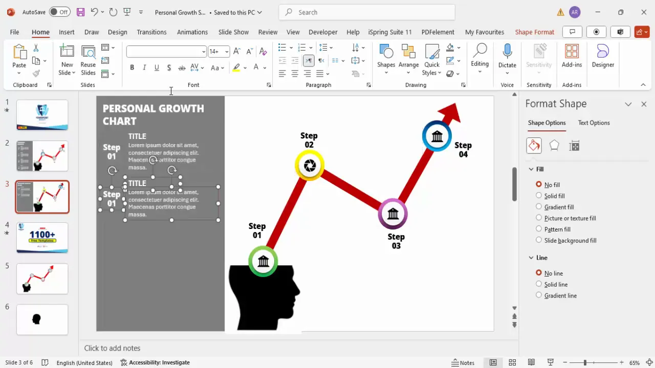 Adding rectangle background and text boxes for step titles and descriptions