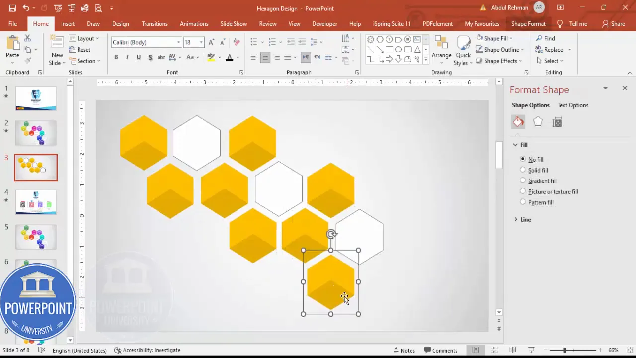 Using Ctrl+D to duplicate shapes quickly while building the 9 options infographic Slide