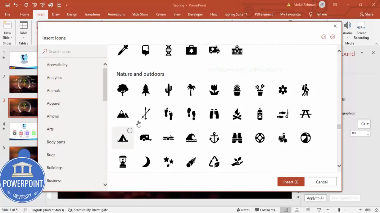 Inserting and positioning multiple icons around the circular overlay