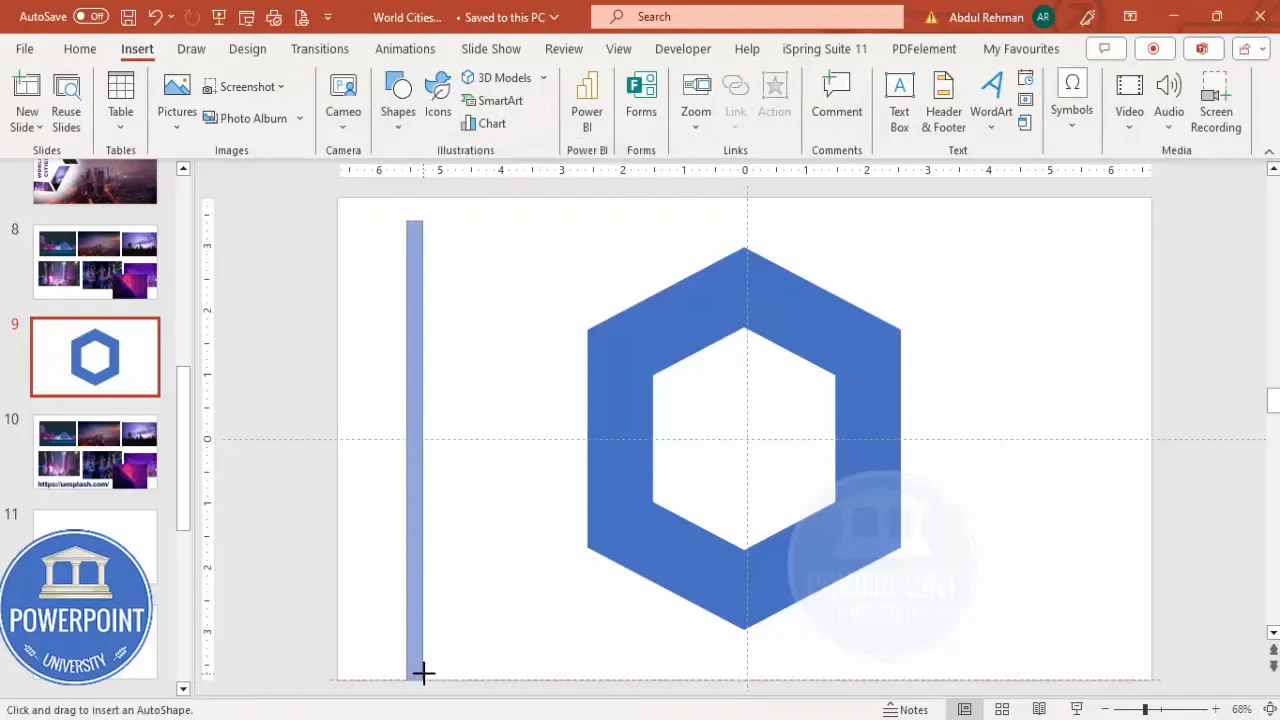 Using rectangles and Fragment to split the hollow hexagon into six equal parts