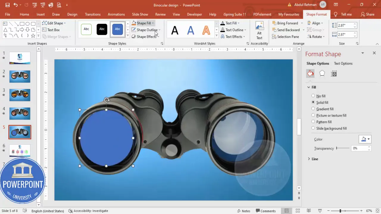 Drawing oval shapes aligned to binocular lenses