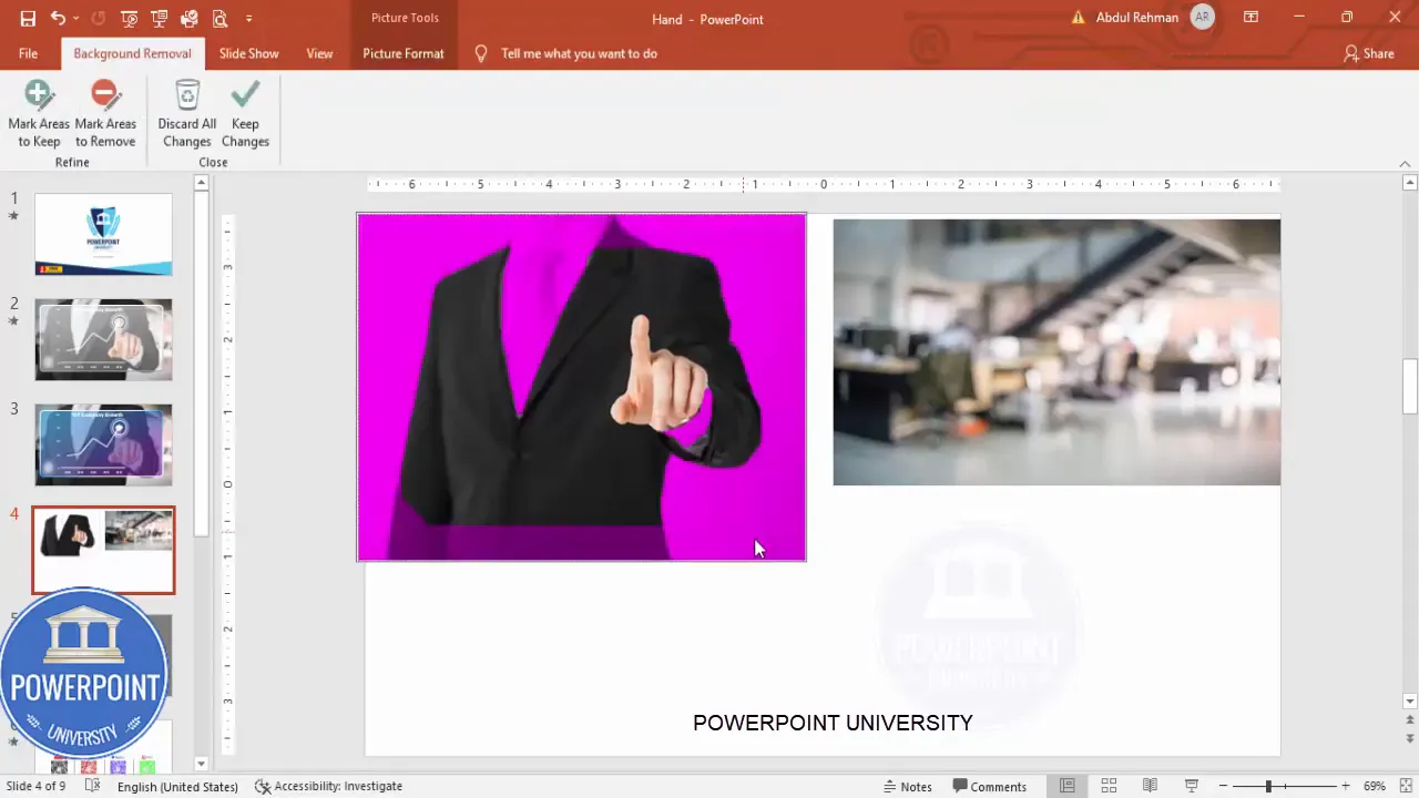 Remove Background tool being used on the person image