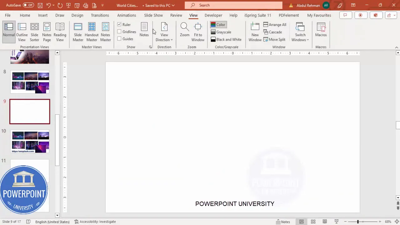 Enable guides and insert a new blank slide