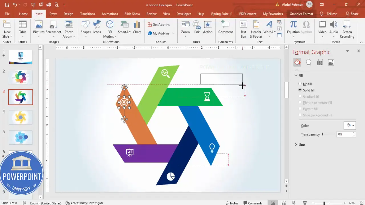 Placing option labels and central headline text