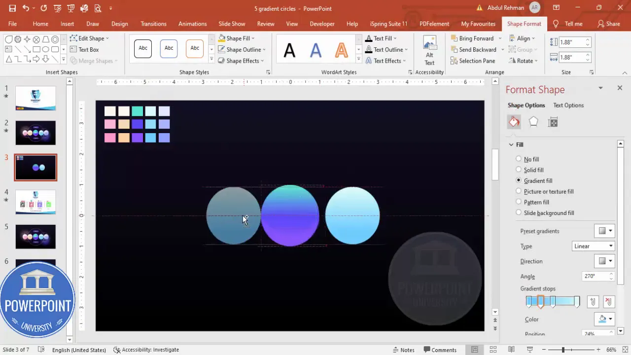 Duplicating and lining up circles using Ctrl+D and Ctrl+Shift