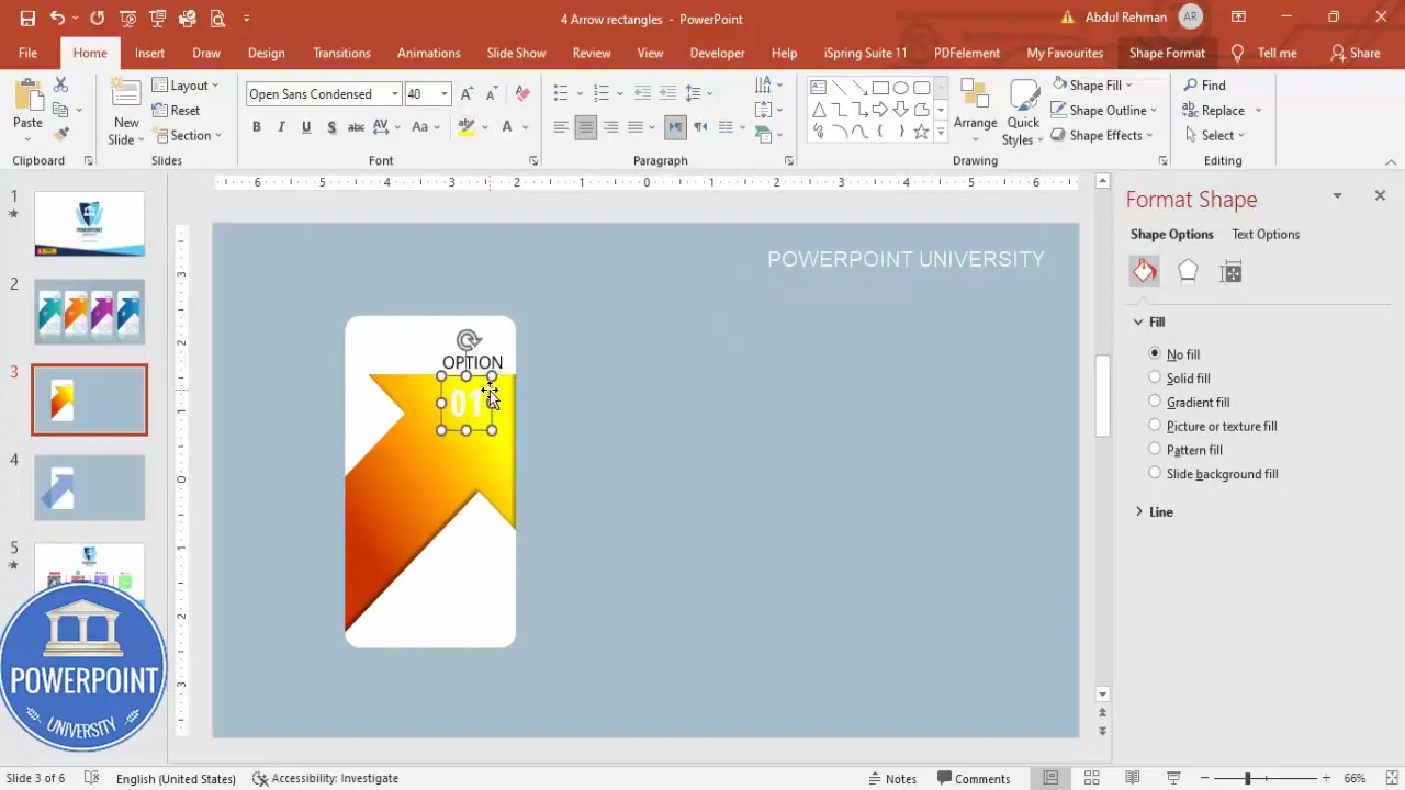 Adding a white icon and short descriptive text to the arrow option