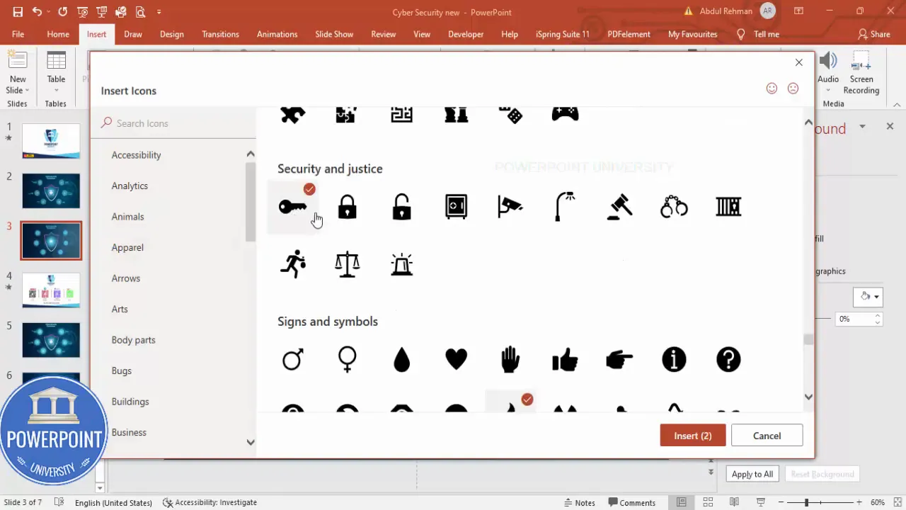 Choosing appropriate icons for each cybersecurity guideline