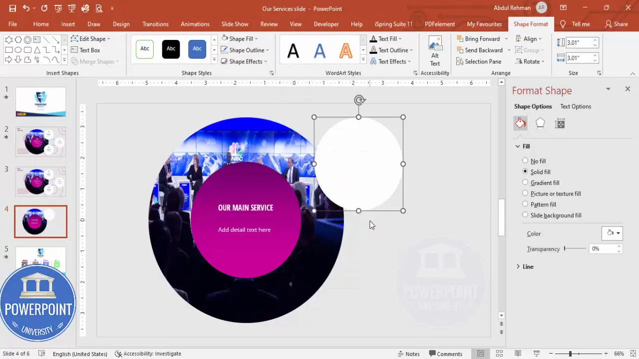 Insert white oval shapes for service tiles, then duplicate using Ctrl+D