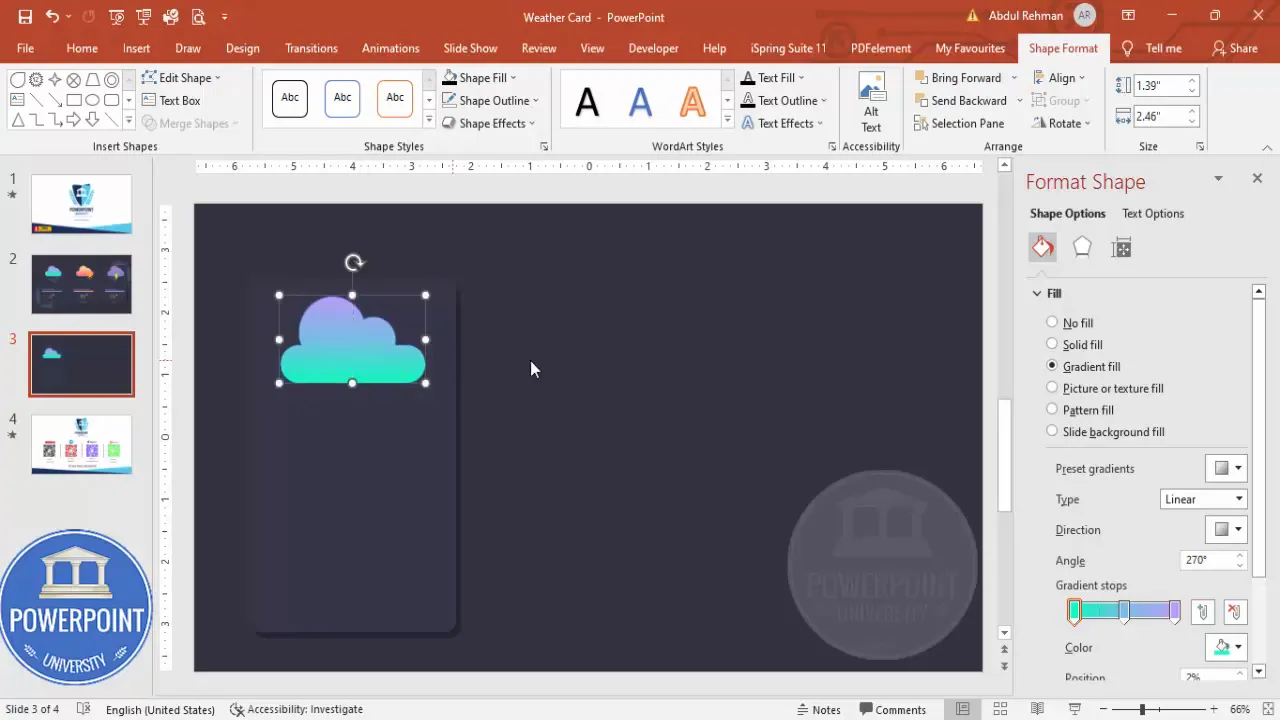 Create small raindrop ovals, duplicate and arrange them under the cloud to mimic falling rain