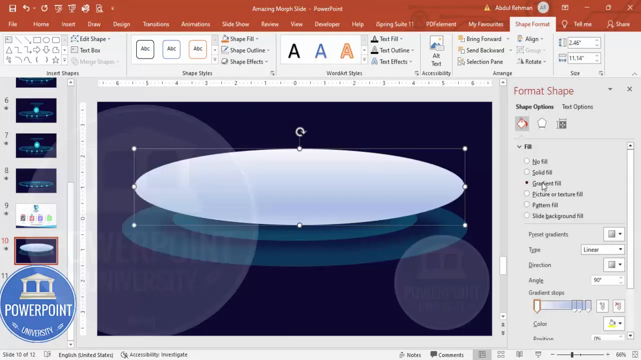 Applying gradient fills and soft edges to layered ovals