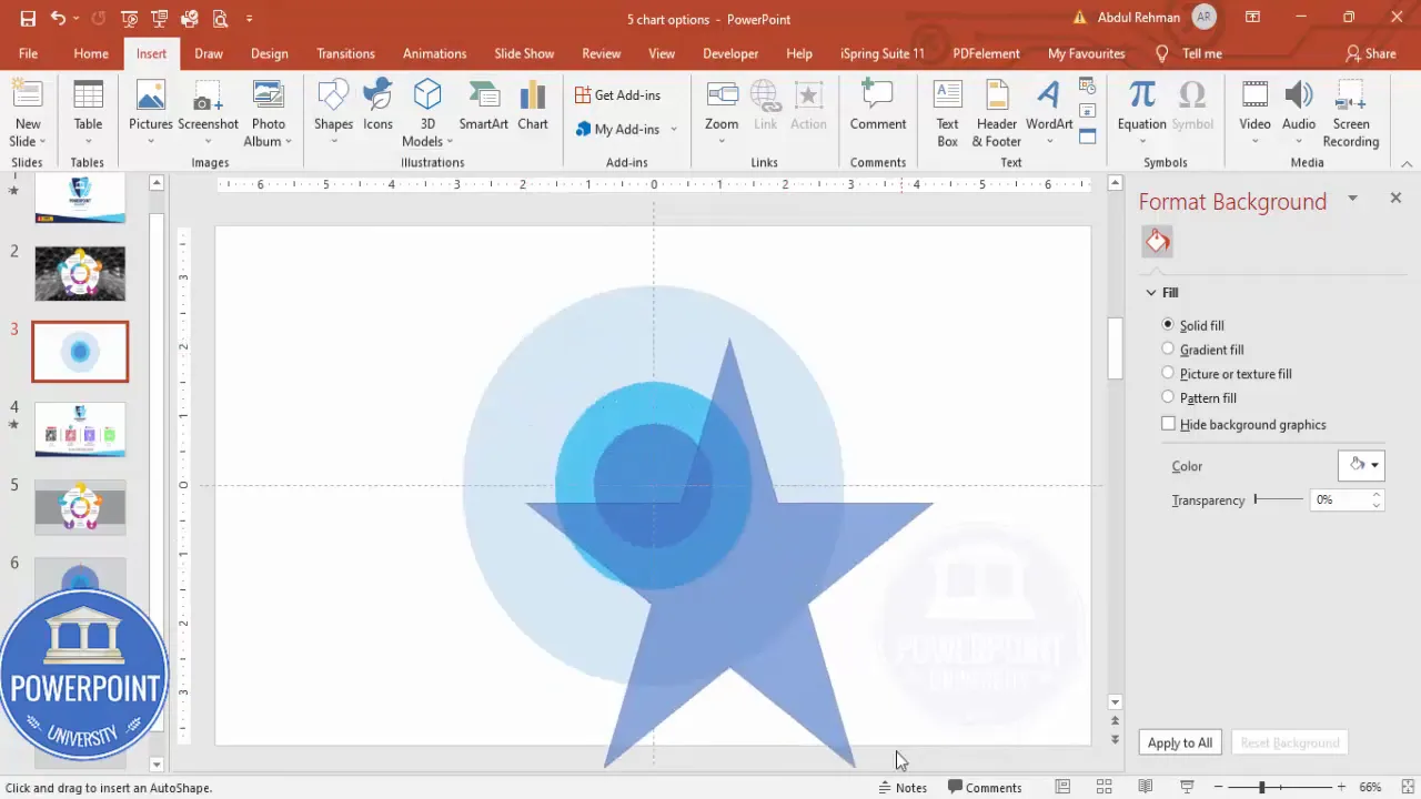 Five point star placed centered over circle to mark cut points