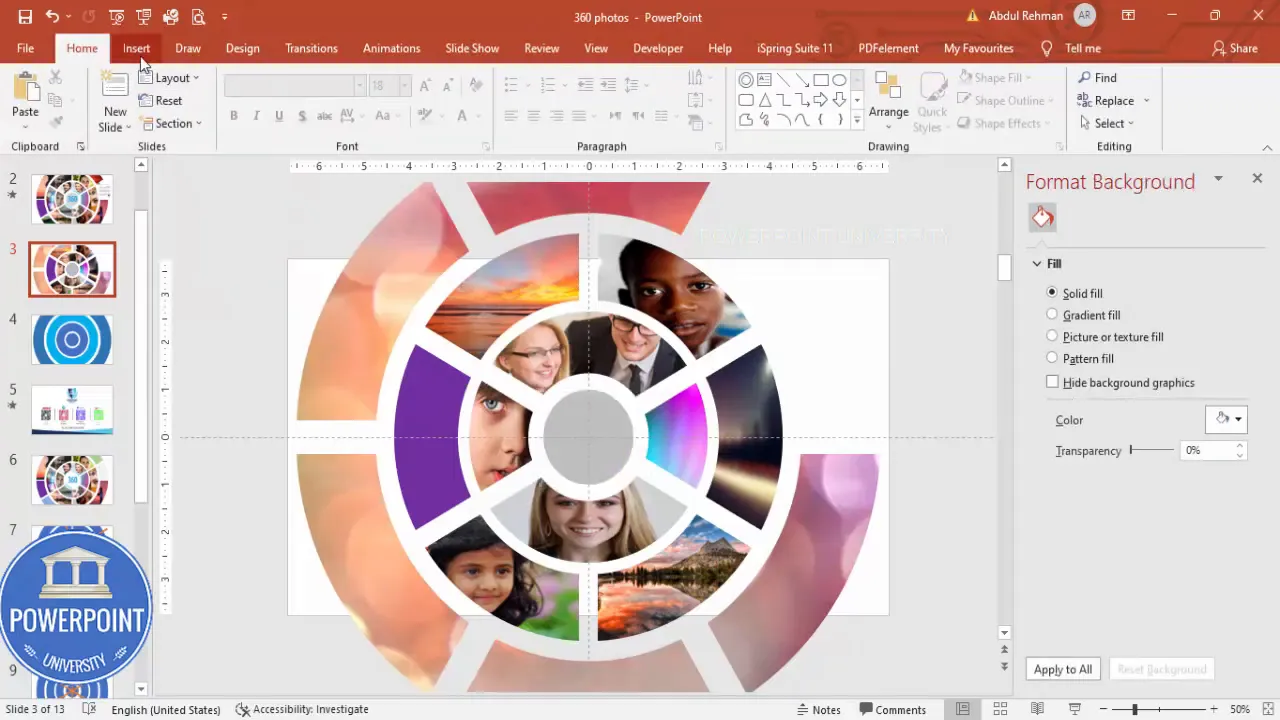 Group ring segments and add center text for the album title