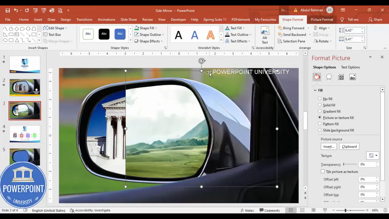 Second image inserted and aligned behind the mirror cutout